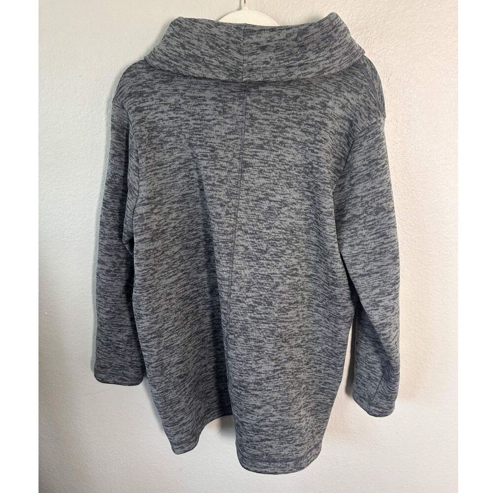 Lands End Fleece Cowl Neck Tunic Sweatshirt Womens Petite XL Grey Melange Cozy - Picture 2 of 7